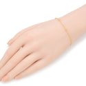 1pc 925 Sterling Silver 3mm Bead Station Singapore Chain Bracelet, Real 18K Yellow Gold Plated, Length Selections: 6.5 inch/7 inch/7.5 inch/8 inch