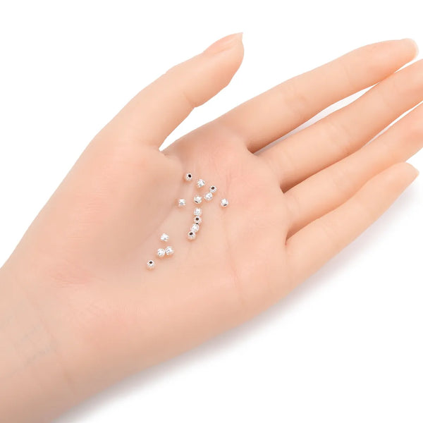 500pcs Sparkle Small Tiny Corrugated Melon Round Beads, Sterling Silver Plated Brass, Size Selections: 3mm/4mm