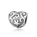 Solid 925 Sterling Silver Floral Heart Charm Love Bead