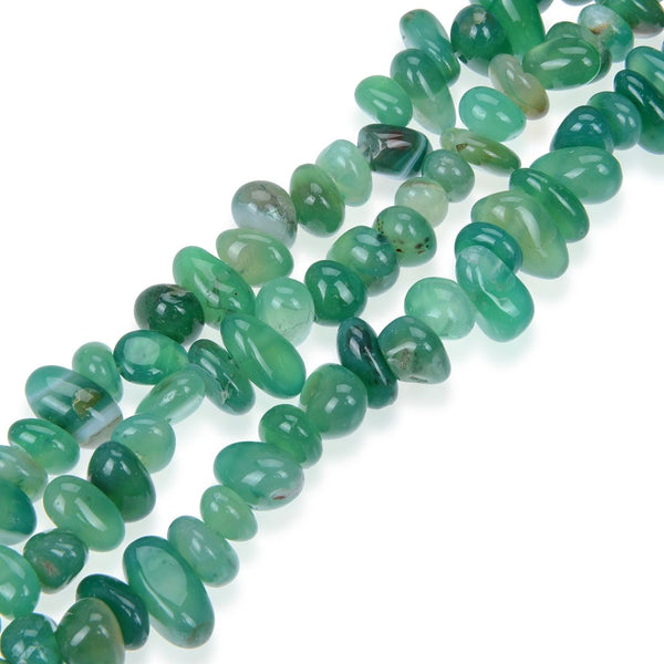 Natural Green Agate Gemstone Smooth Tumbled Pebble Beads, Irregular, 8mm-10mm, Hole ID 1mm, 1 Strand/15 Inch, GZ3-3