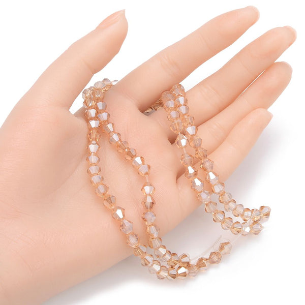 250pcs Creative Club Faceted Bicone Crystal Glass Beads, Golden Shadow, 6mm (0.24 Inch), Hole ID 1mm, CCB628