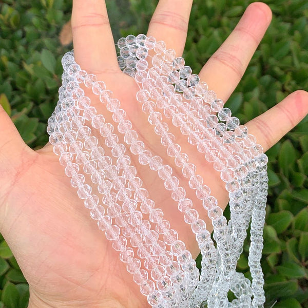 500pcs Creative Club Faceted Rondelle Crystal Glass Beads, Crystal Clear, 6x4mm, Hole ID 1mm, CCR601