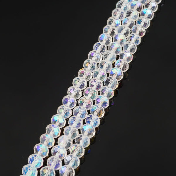 500pcs Creative Club Faceted Rondelle Crystal Glass Beads, Crystal Clear, 6x4mm, Hole ID 1mm, CCR601
