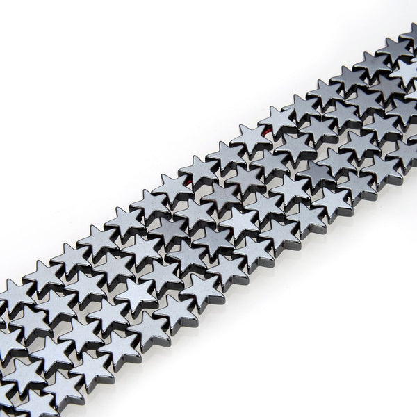 Grade A Natural Black Hematite Gemstone Star Beads, 15 Inch/1 Strand, 8mm, Hole ID 1mm, GFC-G1