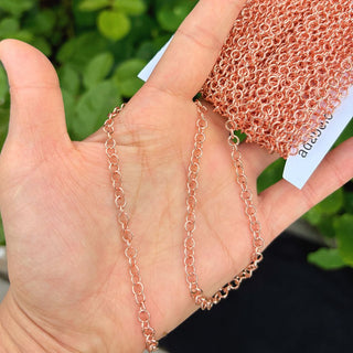 33 Feet Round Link Copper Chain Link, Bright Coppery, 4.5mm
