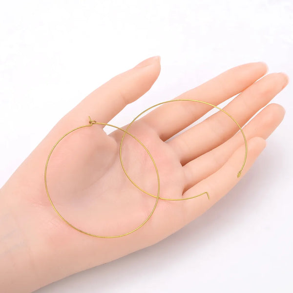 50pcs Raw Brass Round Circle Hoops, 0.7mm/21 Gauge, Unplated/Uncoated, Size Selections: 20mm/30mm/40mm/50mm/60mm