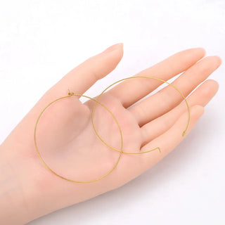 50pcs Raw Brass Round Circle Hoops, 0.7mm/21 Gauge, Unplated/Uncoated, Size Selections: 20mm/30mm/40mm/50mm/60mm