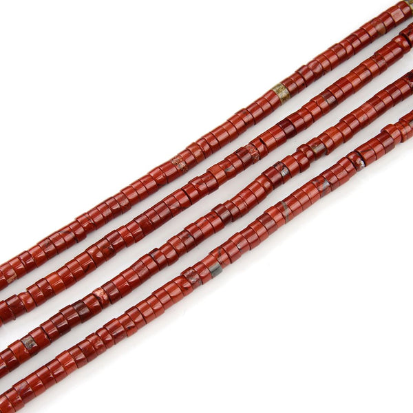 Natural Red Jasper Gemstone Heishi Tube Rondelle Beads, 4x2mm/Small, Hole ID 0.9mm, 14.5 Inch/1 Strand, GH-C1