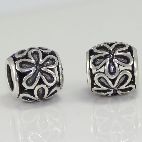 1pc Solid 925 Sterling Silver Cute Jasmine Flower Charm Bead, Compatible with Pandora All Other Charm Bracelet, EC474
