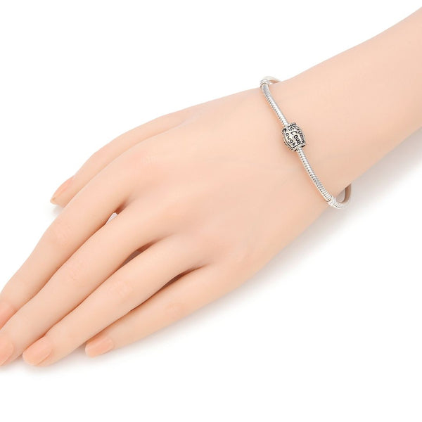 20pcs Live Love Laugh Large Hole Beads, Hole ID 4.5mm, Antique Silver, Zinc Alloy Metal, MEC-C9