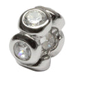 Real 925 Sterling Silver Charm, April Birthstone Spacer Bead, Cubic Zirconia CZ Diamond Clear...