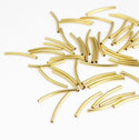 100pcs Curved Noodle Tube Beads, 18K Yellow Gold Plated Brass, Hole ID 1.5mm, Size Selections: 25mm/30mm/35mm/40mm/50mm