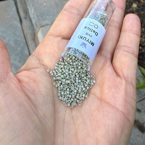 7.5g Miyuki Delica 11/0 Seed Beads, Opaque Matte Glazed Cactus DB2282