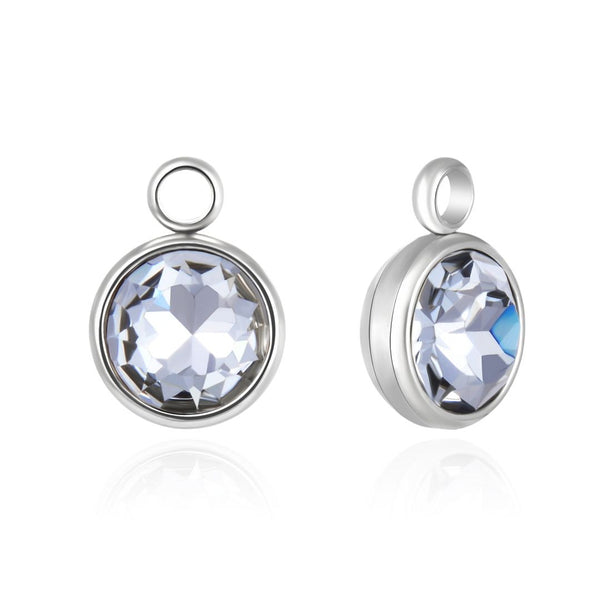 10pcs Grade A March Aquamarine Blue Birthstone Charm Drops, Stainless Steel, Tarnish Resistant, 10mm, CCP30-3