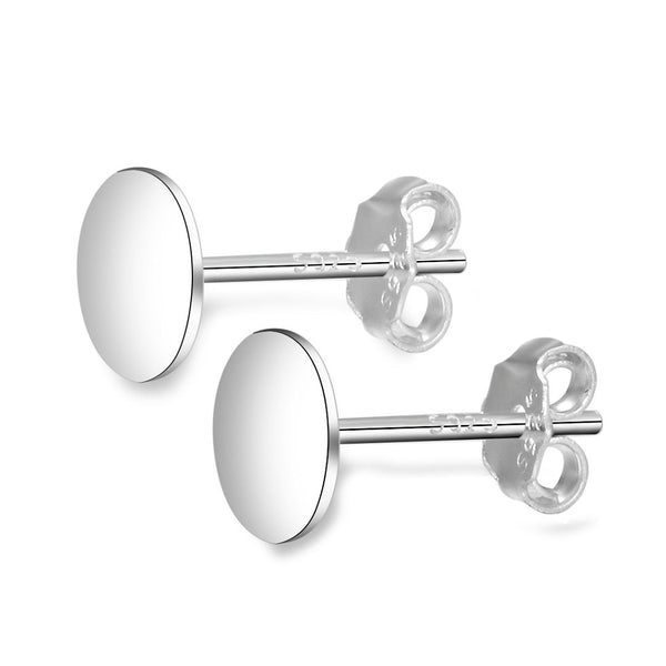 4 Pairs 925 Sterling Silver Earring Posts, Glue On Flat Board, 0.9mm/19 Gauge Pin, 8pcs Earring Backs, Flat Board Size Selections:3mm/4mm/6mm/8mm