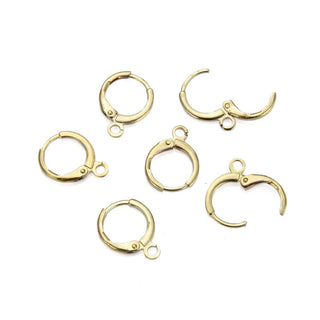 50pcs Raw Brass Round Huggies, Leverback Earring Hooks, Open Jump Ring, 14mm, Unplated/Uncoated, CX262