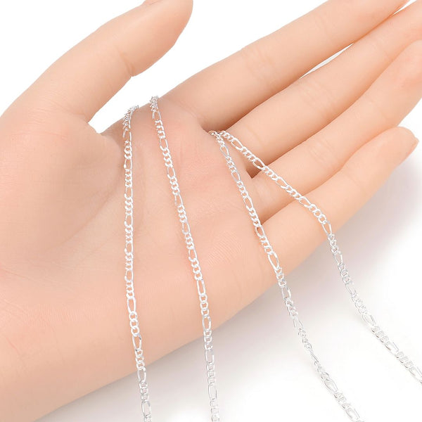 5 Feet 925 Sterling Silver Unfinished Figaro Chain Links, 2.4mm, SSK-B5