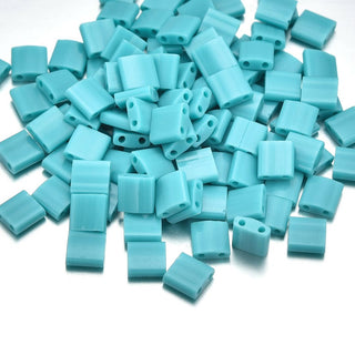 10g Miyuki Full Tila Square Seed Beads 5x5mm, Opaque Mint Green (TL-412)