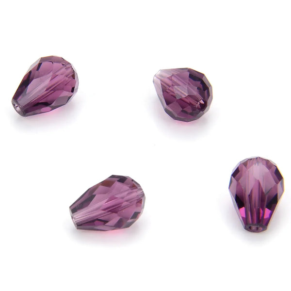24pcs Adabele Austrian Faceted Teardrop Crystal Beads #5500, Amethyst, 8mm x 6mm, Hole ID 1mm, SST-811