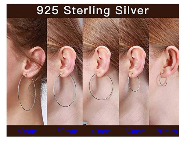 1 Pair Real 18K Yellow Gold Plated Sterling Silver Round Circle Hoop Earrings, 30mm/1.2 Inch, SSE87-3