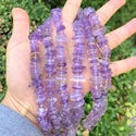 Natural Ametrine Yellow Purple Crystal Gemstone Flat Coin Chip Beads, Irregular, 7mm-10mm, Hole ID 1mm, 15 Inch/1 Strand, GZ7-10