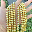 Grade A Natural Hematite Gemstone Round Beads, Gold Plated, 15 Inch/1 Strand, Size Selections: 6mm/8mm/10mm