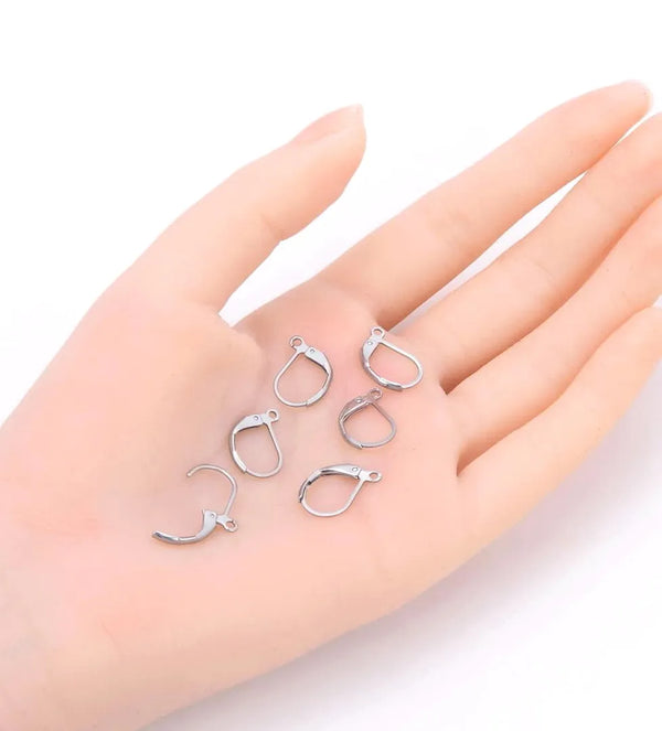 50pcs 316 Surgical Stainless Steel Ear Wires 15mm Leverback Earring Hooks