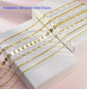 5 Feet 1/20 14K Gold Filled Unfinished Flat Cable Chain Link, 1.5mm Width/Small, Non Tarnish, KG-R3