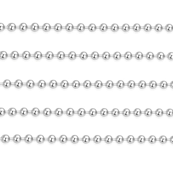 33ft 304 Stainless Steel Beaded Ball Chain – (1mm/2mm/3mm)