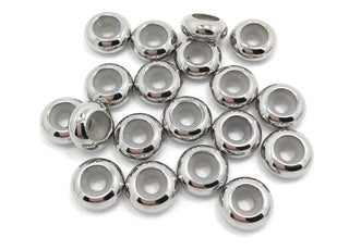 20pcs 304 Surgical Stainless Steel 10x5mm Bead Holder Rubber Stopper Spacer Fits Chain Cord (2.5mm/3mm)