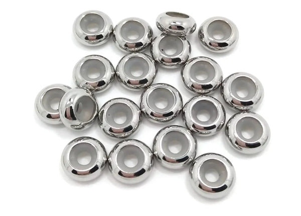 20pcs 304 Surgical Stainless Steel 10x5mm Bead Holder Rubber Stopper Spacer Fits Chain Cord (2.5mm/3mm)