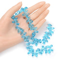 200pcs Creative Club Faceted Teardrop Briolette Crystal Glass Beads, Pendant Drop, Aquamarine Blue, 12x6mm, Hole ID 1mm, CCT2-10