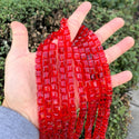 100pcs Creative Club Faceted Cube Crystal Glass Beads, Light Siam Red, 8mm, Hole ID 1mm, CCC806