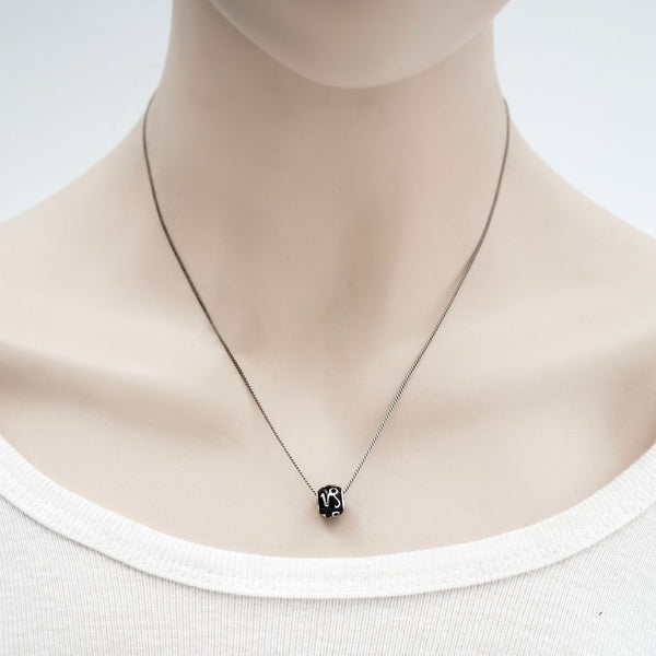 1pc 925 Sterling Silver Capricorn Zodiac Sign Bead Charm Black Enamel, Compatible with Pandora All Other Charm Bracelets, EC69