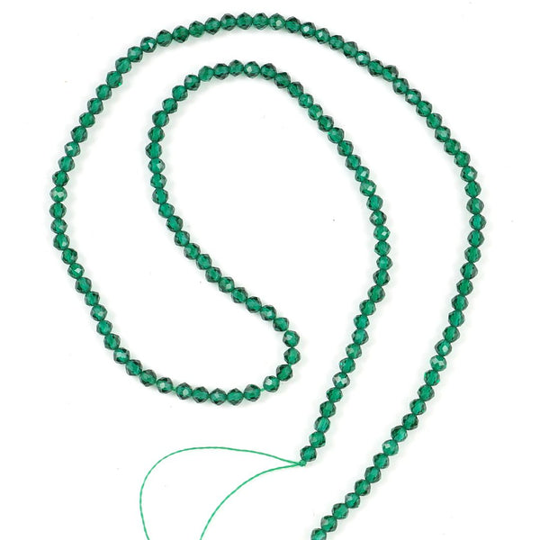 Natural Emerald Green Jade Gemstone Faceted Round Beads, 3mm/Small Tiny, Hole ID 0.8mm, 2 Strands/26 Inch Total, GH3R-10