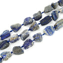 Natural Raw Blue Lapis Lazuli Crystal Gemstone Beads, Large Drilled Rough Nugget Stone,15 Inch GA-C7