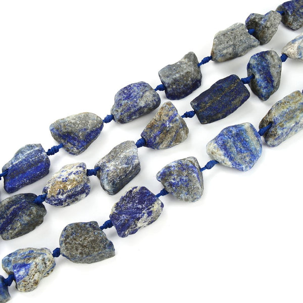 Natural Raw Blue Lapis Lazuli Crystal Gemstone Beads, Large Drilled Rough Nugget Stone,15 Inch GA-C7