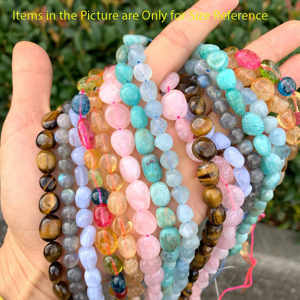 Natural Green Malachite Gemstone Oval Tumbled Pebble Beads, Irregular, 7mm to 10mm, Hole ID 1mm, 15 Inch/1 Strand, GZ12-79