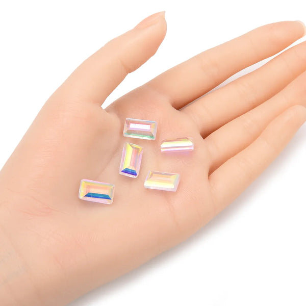 25pcs Adabele Austrian Faceted Rectangle Crystal Beads #5055, Clear AB, 14mm x 8mm, Hole ID 1.2mm, SSRT1402