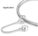 1pc 925 Sterling Silver Safety Chain Lock Clip Rubber Charm Holder Bead Stopper, Compatible with Pandora All Other 3mm Charm Bracelet, EC28-A1