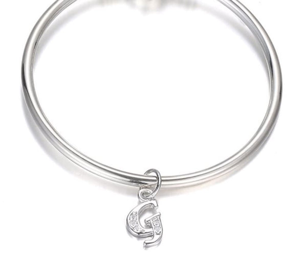 1pc 925 Sterling Silver Letter G Charm, Tarnish Resistant Rhodium Plated, Cubic Zirconia CZ Name Initial Pendant Drop,SSP-C7