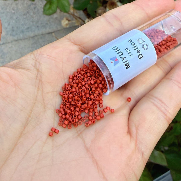 7.5g Miyuki Delica 11/0 Seed Beads, Opaque Matte Glazed Sienna (Red) DB2288