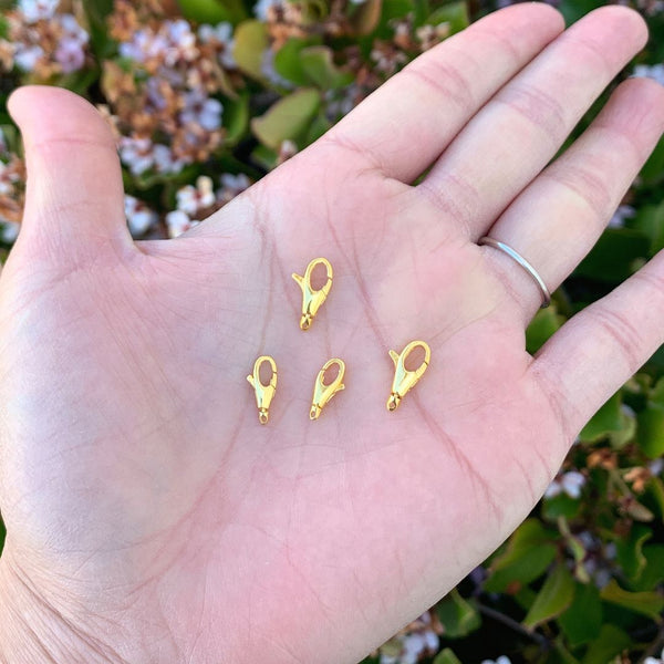 2pcs 925 Sterling Silver Swivel Lobster Claw Clasps, Real 18K Yellow Gold Plated, Movable End Holder, Size Selections: 11.5mm/13.5mm