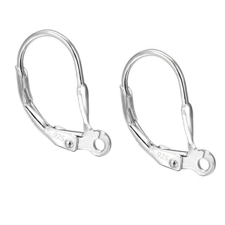 10pcs 925 Sterling Silver Leverback Earring Hooks, Tarnish Resistant Rhodium Plated, Open Ring, 17mm, SS54-3