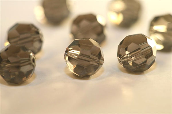 50pcs Adabele Austrian Faceted Round Crystal Beads #5000, Smoked Quartz, Size Selections: 4mm/6mm/8mm/10mm