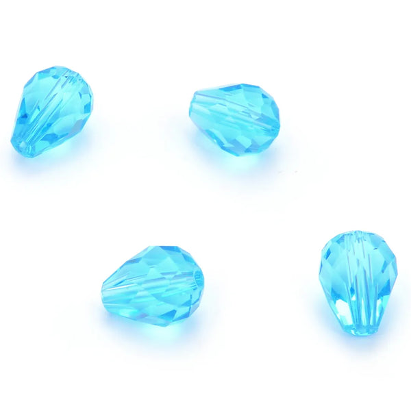 24pcs Adabele Austrian Faceted Teardrop Crystal Beads #5500, Aquamarine Blue, 8mm x 6mm, Hole ID 1mm, SST-810