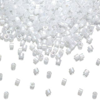 7.5g Miyuki Delica 11/0 Seed Beads, Silk Satin Rainbow Crystal White DB670