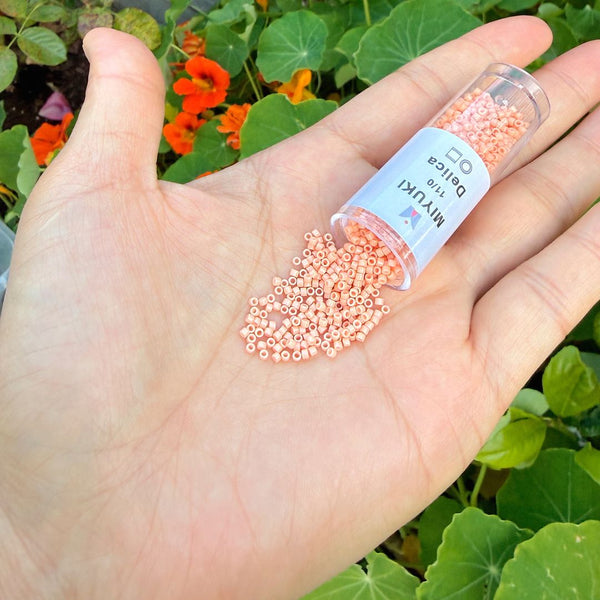 7.5g Miyuki Delica 11/0 Seed Beads, Duracoat Opaque Tea Rose (Pink) DB2111