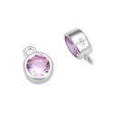 2pcs 925 Sterling Silver 4mm Tiny October Birthstone Charm Drop Pendants, Tarnish Resistant, Pink Tourmaline Cubic Zirconia Gemstone, SXP4-10