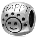 Solid 925 Sterling Silver Dont worry Be Happy Charm Bead